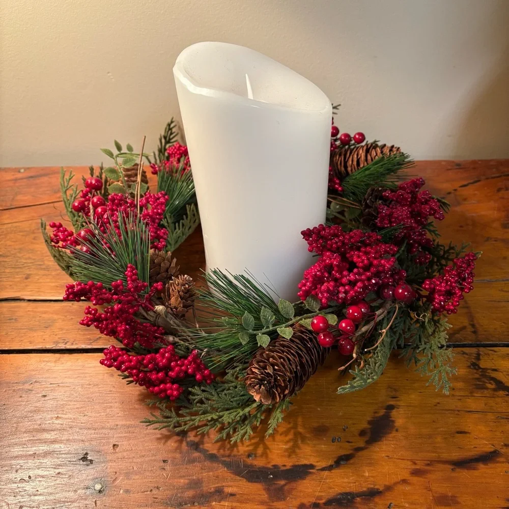 Red Berry And Pinecone Seasonal Wreath 12” Colorful Christmas Decor